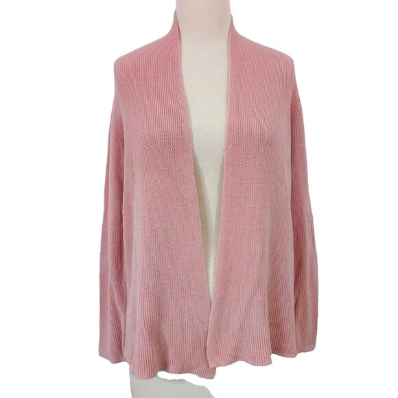 Eileen Fisher Cardigan Sweater Womens Medium Pink Open Front Long Sleeves - Picture 1 of 12